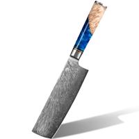 Adamaszkowy nóż kuchenny Hakusan - Small Cleaver/Niebieski KP18603