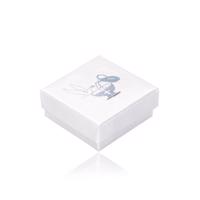 Błyszczące pudełko upominkowe w perłowo-białym kolorze - kielich, dzbanek, gołąb, srebrny kolor