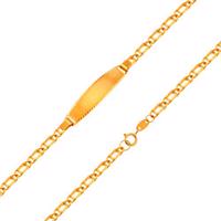 Bransoletka z płytką z żółtego 18K złota - łańcuszek z podwójnych ogniw, 160 mm