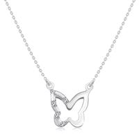 Diamentowy naszyjnik z białego złota 375 - zawieszka w kształcie motyla z pięcioma diamentami na skrzydle