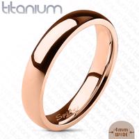 Gładki pierścionek z tytanu w kolorze różowego złota, lśniąca powierzchnia, 4 mm - Rozmiar : 48