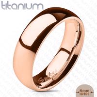 Gładki pierścionek z tytanu w kolorze różowego złota, lśniąca powierzchnia, 6 mm - Rozmiar : 52