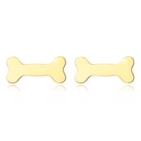 Kolczyki z żółtego 14K złota - błyszcząca kość, sztyfty