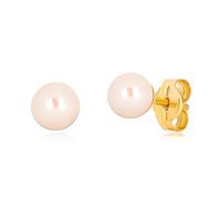 Kolczyki z żółtego 9K złota - okrągła słodkowodna perła białego koloru