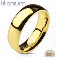 Lśniąca obrączka z tytanu złotego koloru o gładkiej wypukłej powierzchni, 6 mm - Rozmiar : 65