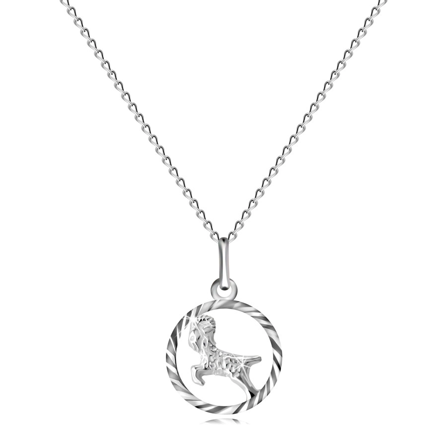 Lśniący łańcuszek i zawieszka srebro 925 - gładkie ogniwa, znak zodiaku BARAN