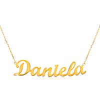 Naszyjnik z żółtego 585 złota - cienki łańcuszek, lśniąca zawieszka - imię Daniela