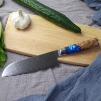 Nóż kuchenny adamszkowy Hakusan - Santoku/Niebieski KP14034