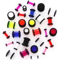 Plug do ucha UV przeźroczysty z gumkami - Szerokość: 1,5 mm, Kolor kolczyka: Różowy