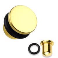Plug do ucha ze stali 316L w kolorze złotym, czarna gumka, różne grubości - Szerokość: 8 mm