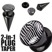 Plug i taper - czarny, zebra - Szerokość: 14 mm