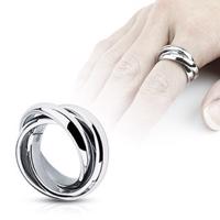 Potrójny pierścionek - stal o wysokim połysku - Rozmiar : 55