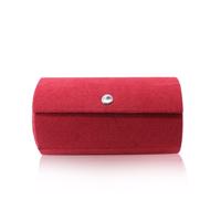Pudełko na biżuterię w kolorze czerwonym - kształt walca, trzy przegrody