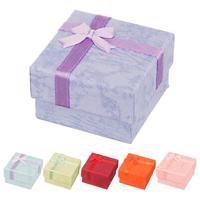 Pudełko na kolczyki - marmurkowe, pastelowe kolory z kokardką - Kolor: Fioletowy