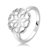 Srebrny pierścionek 925 - rzeźbiony kwiatek, liście serca - Rozmiar : 67