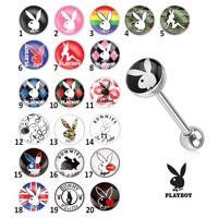 Stalowy kolczyk do języka - różne motywy Playboy - Symbol: PB06