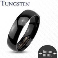 Tungsten gładki czarny pierścionek, 6 mm - Rozmiar : 67