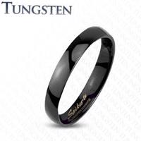 Tungsten gładki czarny pierścionek, wysoki połysk, 2 mm - Rozmiar : 49