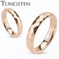 Tungsten obrączka - złoto-różowa, sześciokątne szlify  - Rozmiar : 47