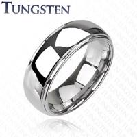 Tungsten - Wolframowy pierścionek błyszczący z wypukłym, środkowym pasem - Rozmiar : 64