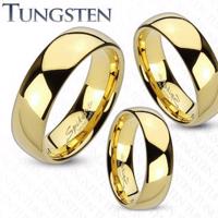 Tungstenowy pierścionek złotego koloru, lśniąca i gładka powierzchnia, 4 mm - Rozmiar : 64