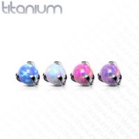 Tytanowa część do implantu z tytanu, kulka w etui, syntetyczny opal, gwint, różne kolory, 3 mm - Kolor kolczyka: Biały