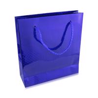 Upominkowa torebka z papieru - holograficzna, niebieska, błyszcząca powierzchnia
