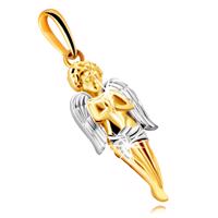 Zawieszka wykonana z kombinowanego złota 585 - modlący się anioł ze skrzydłami