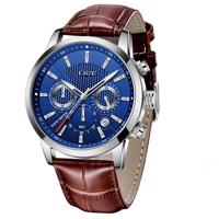 Zegarek LIGE Elegant - Brązowy/Srebrny/Niebieski KP14623