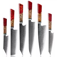 Zestaw adamaszkowych kuchennych noży Kurume - Czerwony KP20012
