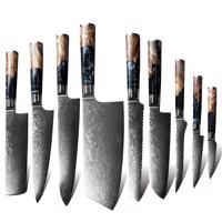 Zestaw adamaszkowych noży kuchennych Japan - 9szt/Brązowy KP13841