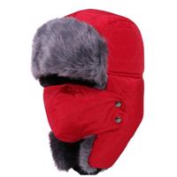 Zimowa czapka z futerkiem - Czerwony KP11055
