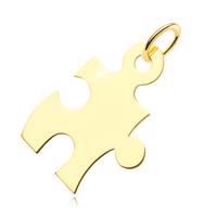 Złota 14K zawieszka - element puzzle z wycięciami i ogniwami łączącymi