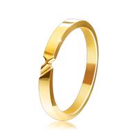 Złota 9K obrączka - pierścionek z dwoma nacięciami i gładkimi ramionami - Rozmiar : 49