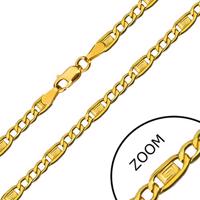 Złoty łańcuszek 585 - trzy owalne ogniwa, ogniwo z kluczem greckim, 450 mm