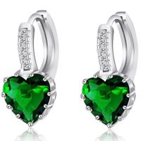 Kolczyki Silver Heart - Zielony KP21152