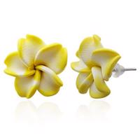 Kolczyki z masy FIMO - żółto-biały kwiat