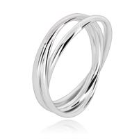 Potrójny pierścionek ze srebra 925 - wąskie połączone pierścienie o błyszczącej powierzchni - Rozmiar : 64