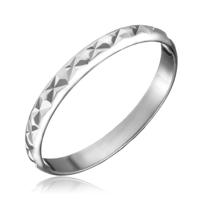 Srebrny pierścionek 925 - lśniąca powierzchnia, nacięcia w kształcie X - Rozmiar : 60