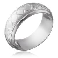 Srebrny pierścionek 925 - wygrawerowane, przeplatane oczka  - Rozmiar : 54