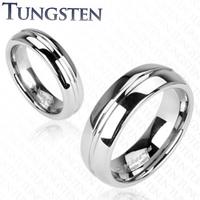 Tungsten obrączka - pierścionek z rowkiem na środku - Rozmiar : 70