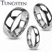 Tungstenowy pierścionek - gładka lśniąca obrączka srebrnego koloru, 8 mm - Rozmiar : 54