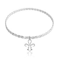 Zakładana okrągła bransoletka ze srebra 925 - symbol Fleur de Lis